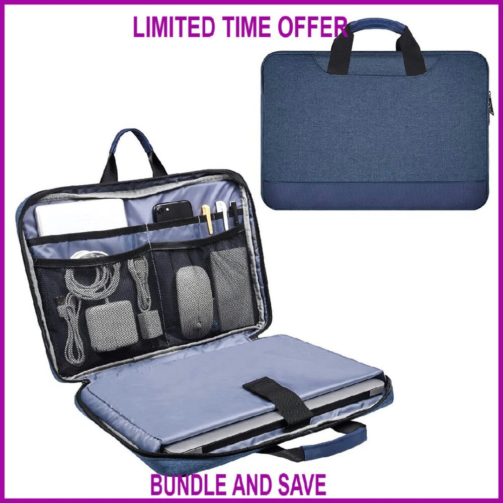 14-15 Inch Laptop Sleeve Case With Organizer, Waterproof Canvas